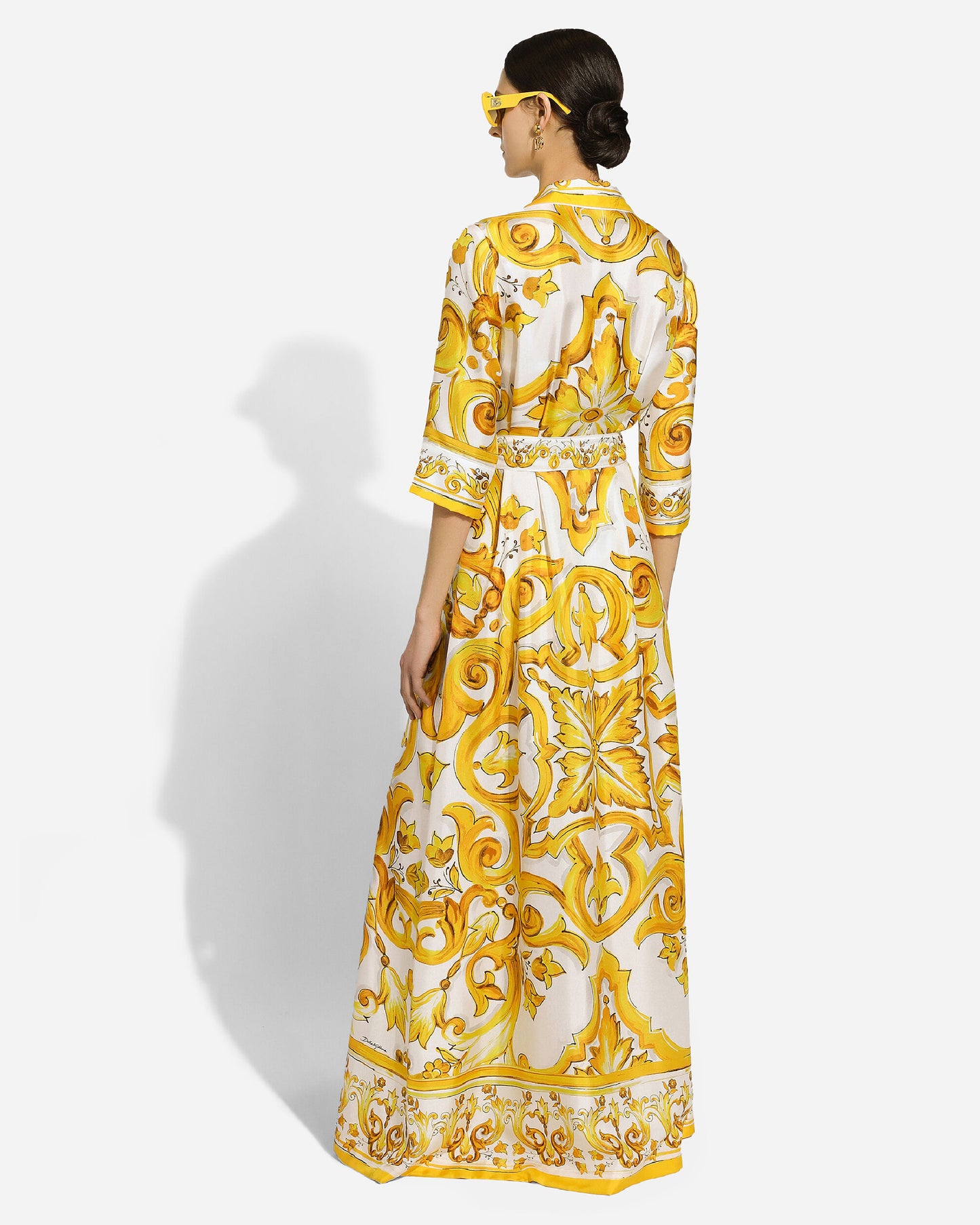 SILK TWILL ROBE WITH MAJOLICA PRINT