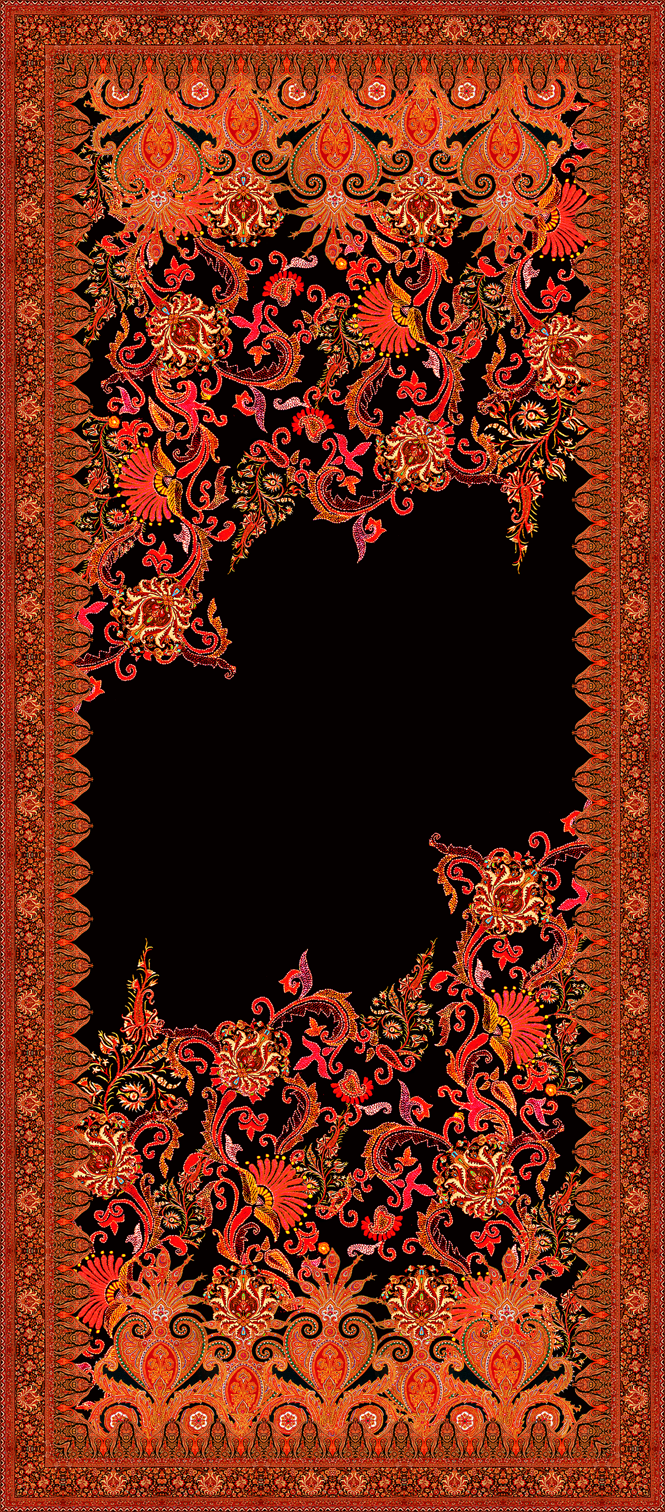 KASMIRI MOTIFS THEAM SHAWL DESIGN