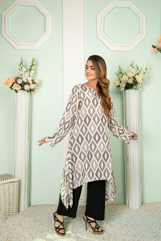 IKAT SIDE DRAPS LONG SHIRT